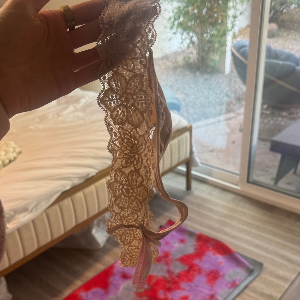 PINK Victoria's Secret Beige Lace Trim